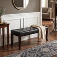 thumbnail image 2 of Roundhill Furniture Linon Leather Tufted Bench, Black, 2 of 10