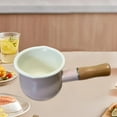 thumbnail image 1 of Cacerola de leche esmaltada de 500ml con mango de madera, fácil de limpiar, calentador de pequeño antiadherente para calentar leche y Rosa, 1 of 8