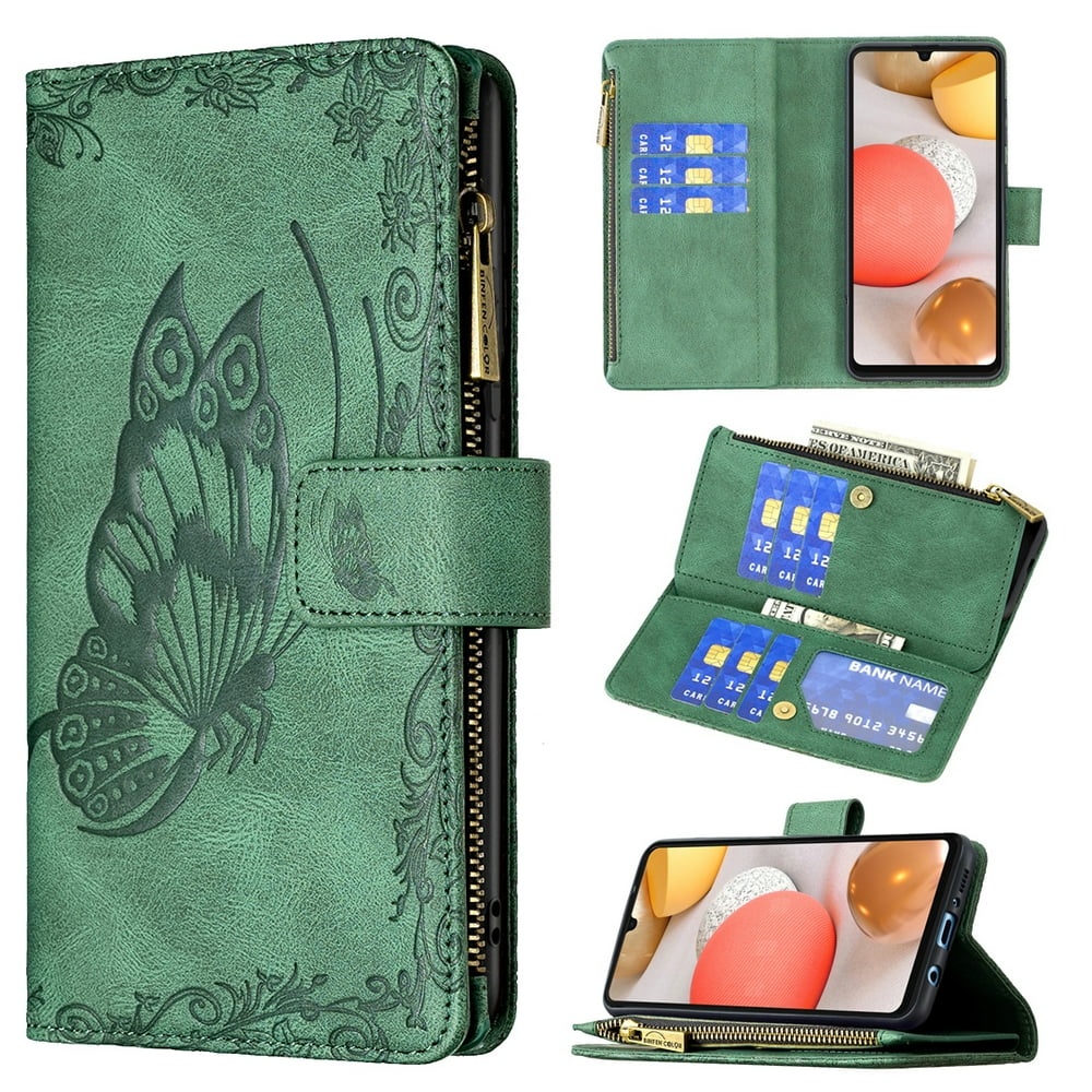 Galaxy A42 5G Case Wallet, Allytech PU Leather Retro Flip Stand 9 Cards
