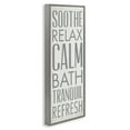 thumbnail image 3 of Stupell Industries Soothe Calm Relax Bath Bathroom Typography Painting Gray Framed Art Print Wall Art, 10 x 24, 3 of 9