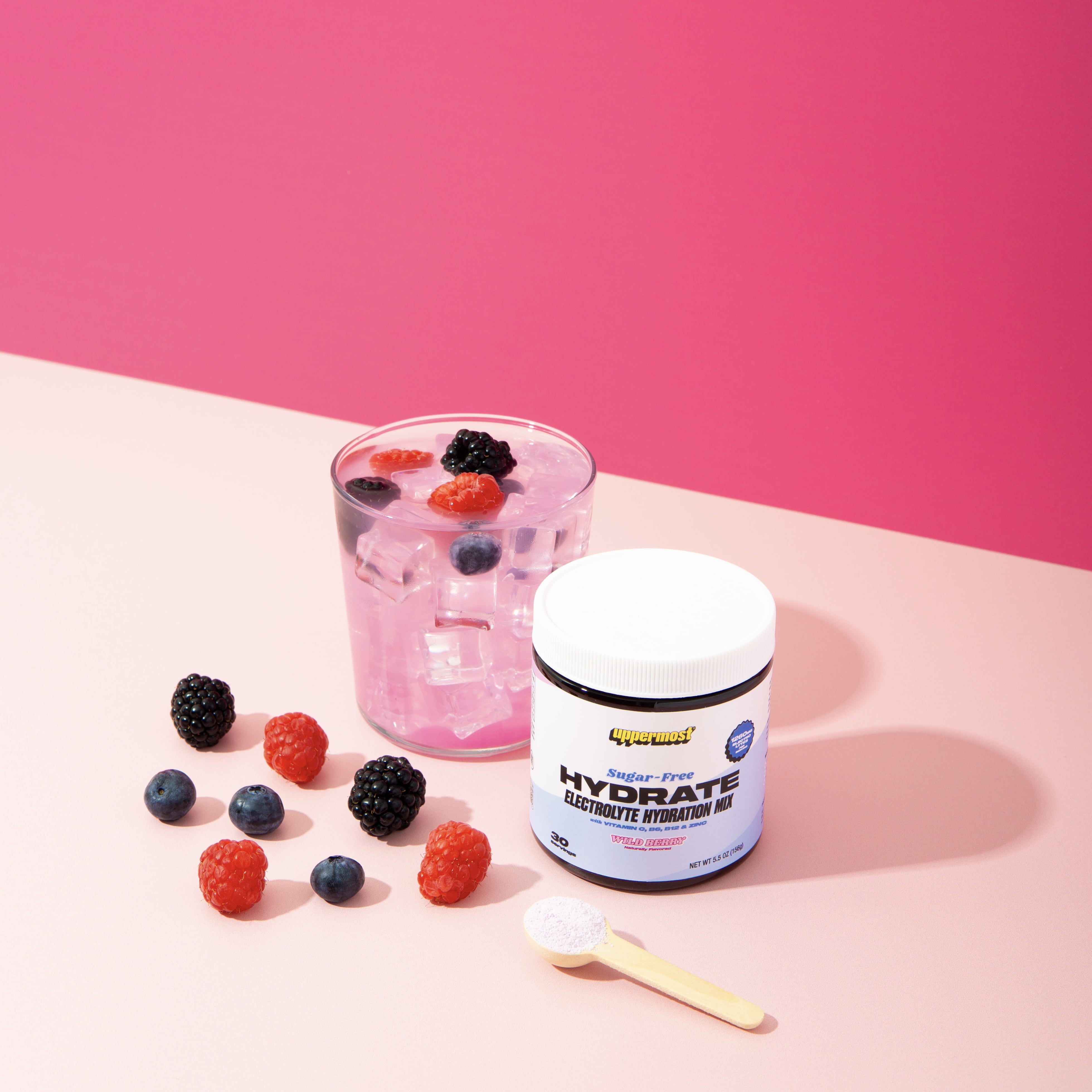 Uppermost Hydrate Electrolyte Powder Sugar Free Hydration Drink Mix Keto - Wild Berry - 30 Servings