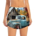 thumbnail image 2 of KLL Vintage Truck Farm Scene Pattern Shorts Women,Athletic Shorts High Waisted Running Shorts Pocket Sporty Short Gym Elastic Workout Shorts-Medium, 2 of 7