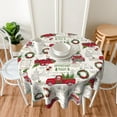 thumbnail image 3 of Christmas Round Tablecloth 60 Inch Red Truck Table Cloth Christmas Tree Vintage Polyester Table Cover Holiday Decorative for Christmas Winter Holiday Kitchen Party Indoor and Outdoor, 3 of 6