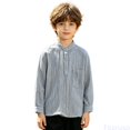 thumbnail image 2 of Fozruso Boys Striped Long Sleeve Shirt Soft Breathable Button Up Shirts for Toddler and Kids Daily Wear, 2 of 6