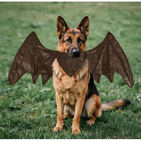 Onmygogo Funny Bat Dragon Wing Costumes for Dog Cute Furry Pet Clothing for Halloween (M coffee wing)