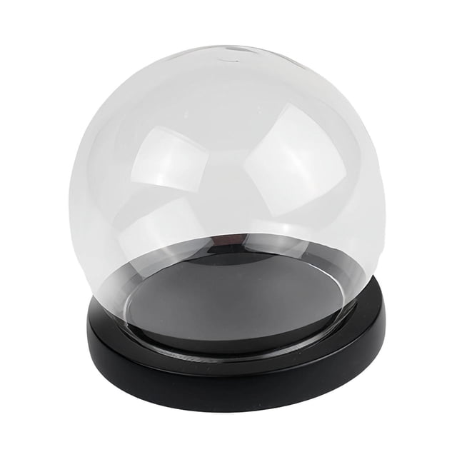 DOLITY Glass Display Dome Glass Globe Cover Stand for Rocks Collectibles DIY Crafts Black flat base