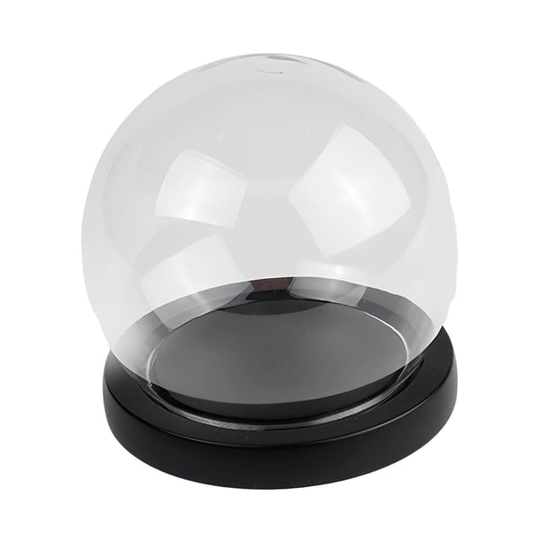 Cúpula de cristal para exhibición, tarro de bola con base de madera, caja de globo de cristal vacía para Base plana negra