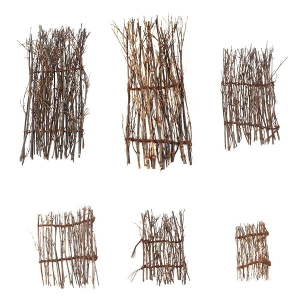 6 piezas de tapete de valla de bambú morado natural para decoración de micro paisajes (1 pieza por estilo)