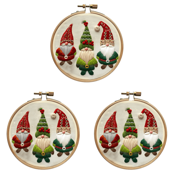 Kit Inicio Bordado Navideño Juego Punto Cruz para Principiantes (gnomo Navidad)