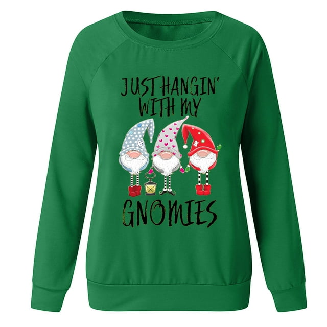 TopLLC Chandails de Noël Laids pour Femmes T-shirt à Col Rond à Imprimé de Noël Manches Longues Blouse Décontractée Haut en Liquidation