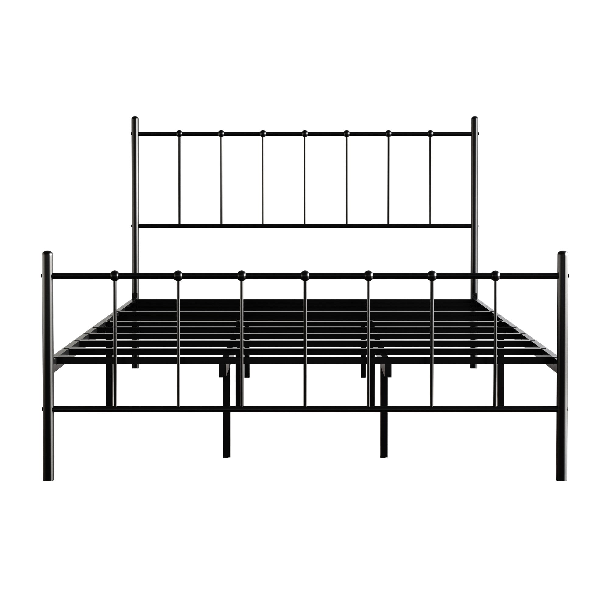 Home Design Calhoun Classic King Metal Bed, Sturdy Platform Frame with Decorative Headboard & Footboard, Black