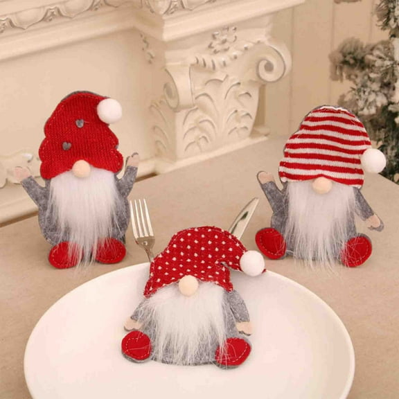 CREATITOY Christmas Faceless Gnome Utensil Cover, 3D Design Festive Cutlery Sleeve, Perfect for Holiday Dining Table Decor, Christmas Party and Home Festive Supply