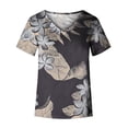 thumbnail image 4 of Camiseta informal para mujer con estampado floral y cuello en V, manga corta, jersey, blusa, tops Fridja  zx4029, 4 of 5