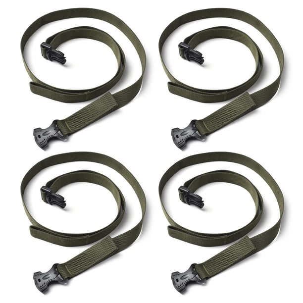 Al aire libre Cargo Camp Almacenamiento Atado Cinturón Equipaje Hebilla Correa Ejército Verde Verde 4pcs
