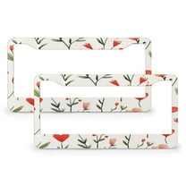 Happy Valentines Day Love Heart Blossoms License Plate Frames 2 Pieces Wedding Anniversary Decor Gift Personalized License Plate Frame for Women 2 Holes Metal License Plate Frame