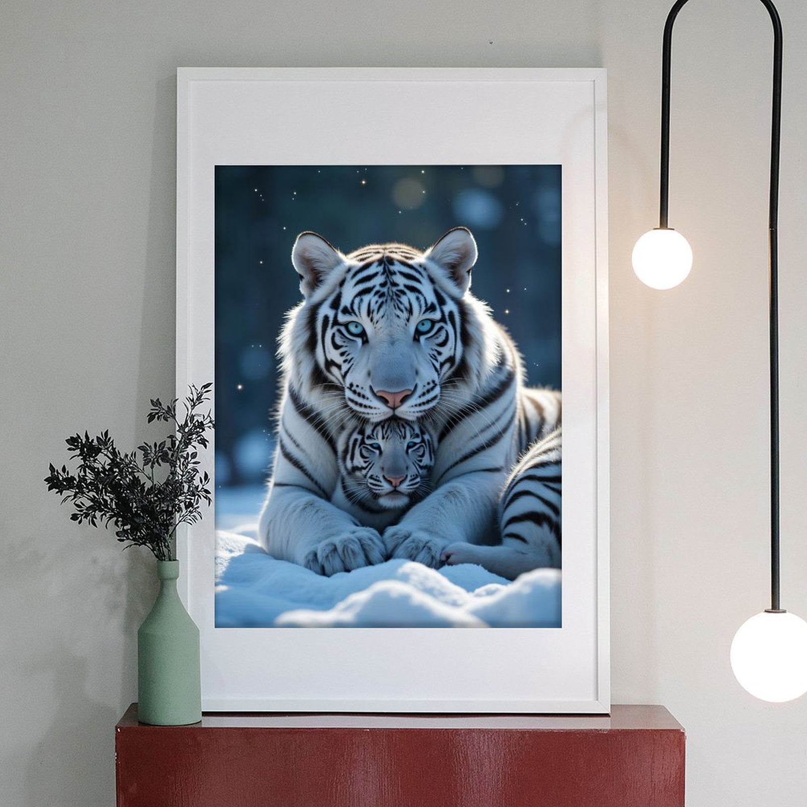 Diamond Art Kit for Adults, Majestic White Tigers Snow Sparkle Diamond Painting for Adults Beginners, 5D DIY Diamond Art Painting Kits, Colorful Diamond Painting Craft for Home Decor 12x16