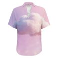 thumbnail image 4 of MEICHEN Womens Summer 3/4 Sleeve Tops Casual Collared V Neck Loose Blouse Retro Metallic Shiny T Shirts, 4 of 5