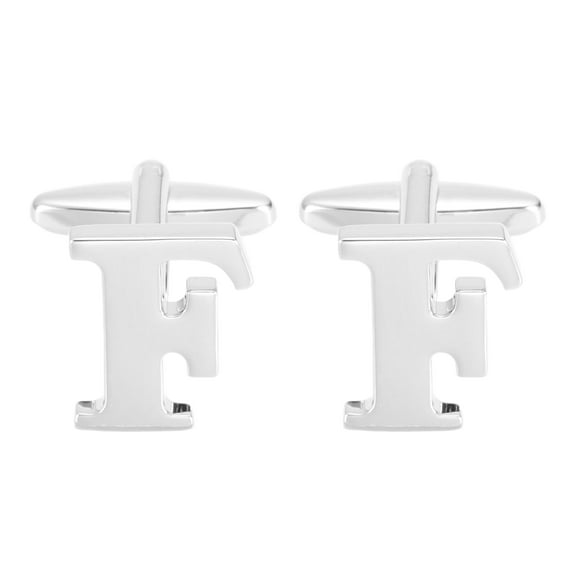 Uxcell Initial Cufflinks, Classic Alphabet Letter F Copper Men Cuff Links 26 Letters A-Z with Box for Men Father Husband Weddings Gift Business Birthday Party, Silver Tone