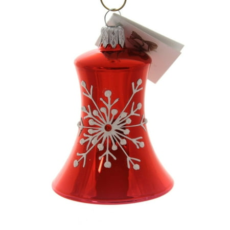 Christmas Bell Story Golden Bell Collection RED BELL w/WHITE SNOWFLAKE Ornament Czech Christmas Bea43 ()