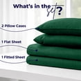 thumbnail image 4 of Dan River Bed Sheet Set King 4 Piece Hunter Green Breathable Soft Cotton Jersey Sheets with Deep Pockets, Unisex, 4 of 10