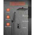 thumbnail image 6 of KFFKFF Wall-Mounted Shower System with 12-Inch Square Rain Shower Head and Handheld Spray, Bathroom Fixtures with Brass Valve and Trim Kit, Matte Black, 6 of 9