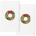 thumbnail image 3 of Linum Home Textiles Christmas Wreath Embroidered Luxury 100% Turkish Cotton Hand Towels (Set of 2), 3 of 3