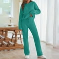 thumbnail image 6 of Women's Casual Pajama Set Fuzzy Knitted Long Sleeve Pj Loungewear,Green,XS, 6 of 8