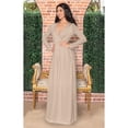 thumbnail image 2 of KOH KOH Long Sleeve Modest Fall Winter Evening Flowy Empire Waist Full Floor Length Cocktail Formal Tall Maxi Dress For Women Gown Abaya Nude Champagne Brown Medium US 8-10 GMD001, 2 of 6