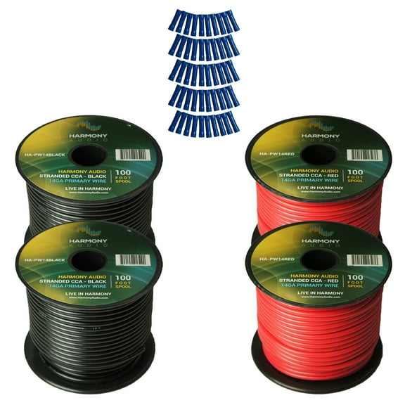Harmony Car Primary 14 Gauge Power or Ground Wire 400 Feet 4 Rolls Red & Black