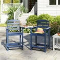 thumbnail image 2 of Decksplore HDPE Tall Adirondack Chairs Set of 4 with Detachable Connecting Tray, Bar Height Outdoor Chairs, for Patio, Balcony, Navy blue, 2 of 7