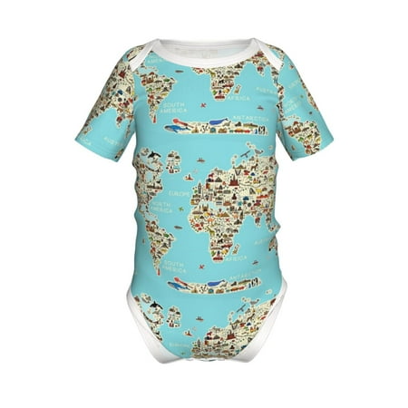 

Lukts World Travel Line Icons Map Print Baby Short Sleeve Romper Onesie for Newborn Baby Boys and Girls-6 Months