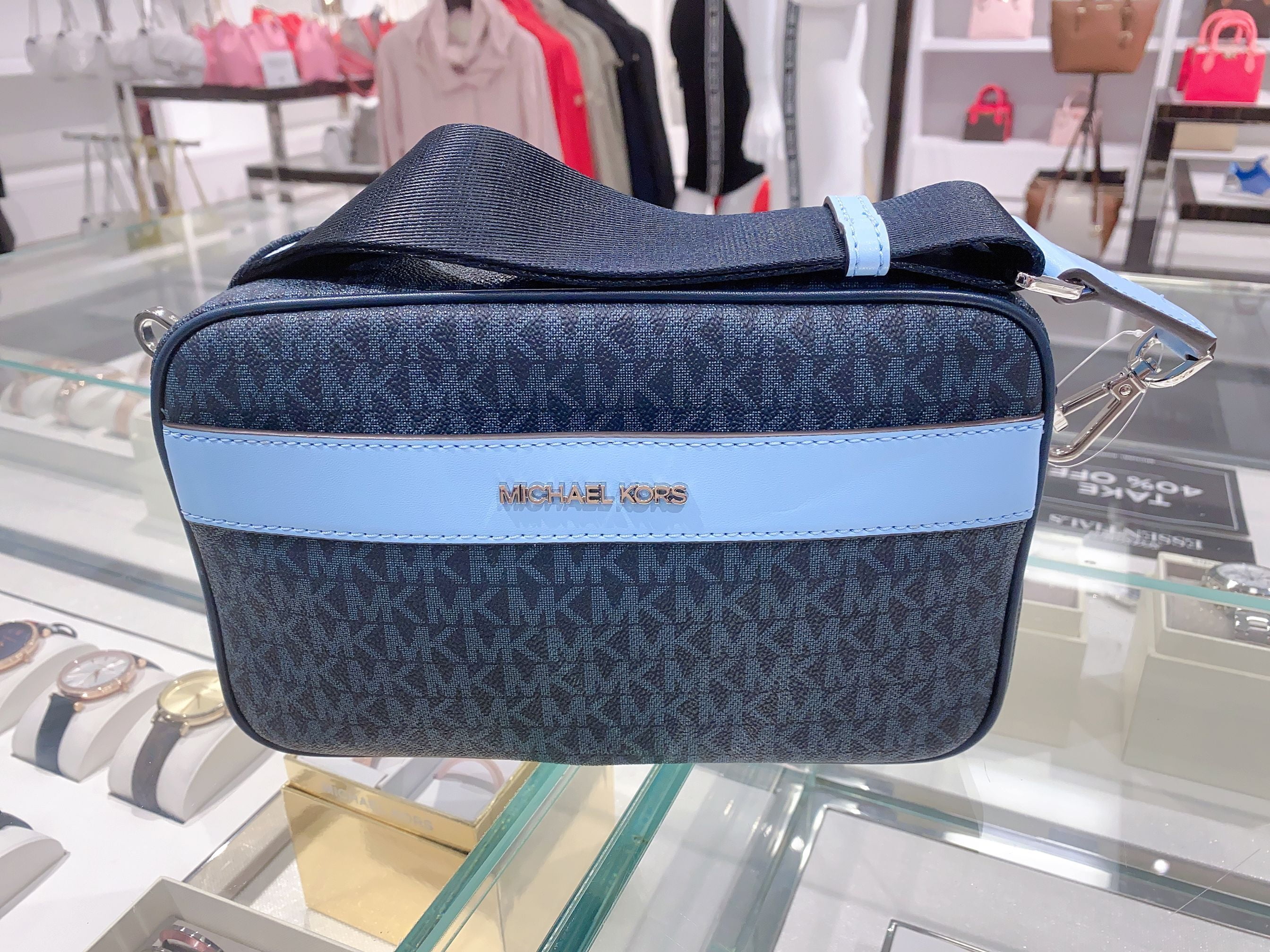 Michael Kors - MICHAEL KORS KENLY LARGE CAMERA POCKET CROSSBODY BAG SKY