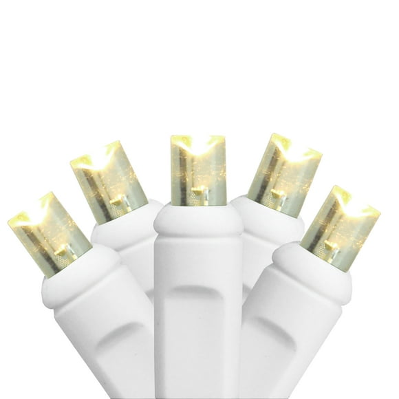 35 Lumière de Noël Grand Angle de Qualité Commerciale Blanc Chaud - Fil Blanc de 17,5'