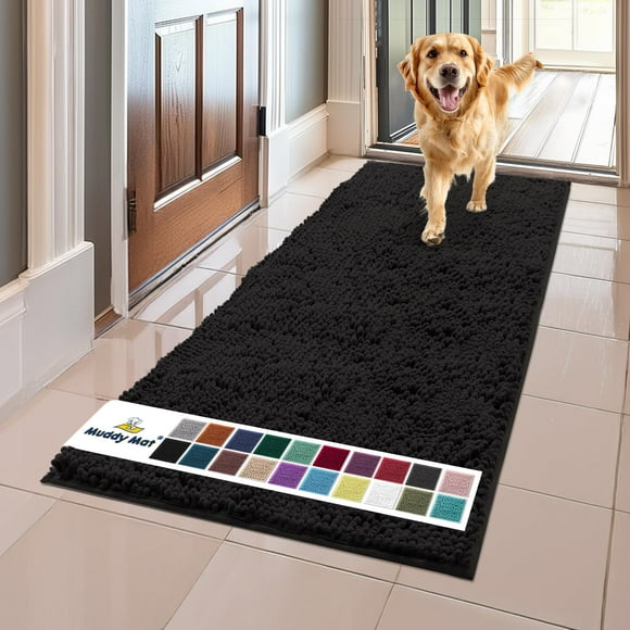 Muddy Mat® AS-SEEN-ON-TV Tapete para puerta y alfombra para mascotas de microfibra altamente absorbente, área lavable gruesa antideslizante y tapete de baño de chenilla suave para cocina, baño, dormit
