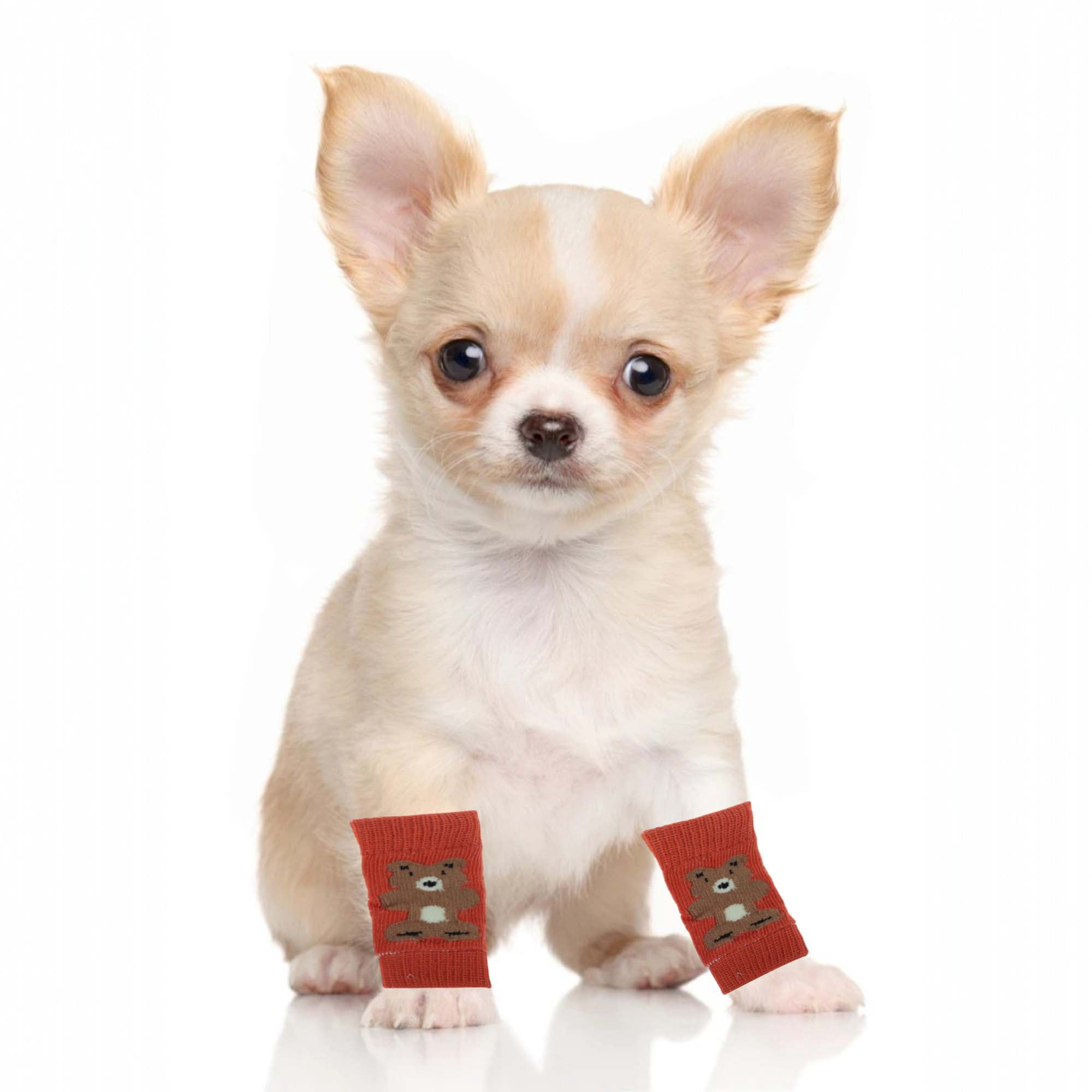 Unique Bargains Pack of 4 Dog Soft Knitted Socks Joint Protection Red M