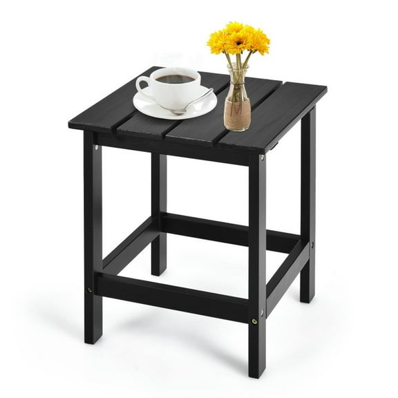 Topcobe 15 Inch Patio Square Wooden Slat End Side Coffee Table for Garden, Outdoor Patio Furniture for Garden Backyard-Black