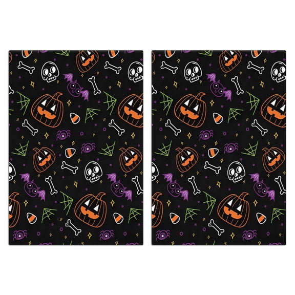 Halloween Decorative Kitchen Towels Set, 2-Pack 18x26 Ghost Pumpkin Tea Towels, Soft Absorbent Dish Towels for Witchy Kitchen Decor, Cute Fall Hand Towels for Coffee Bar or Home