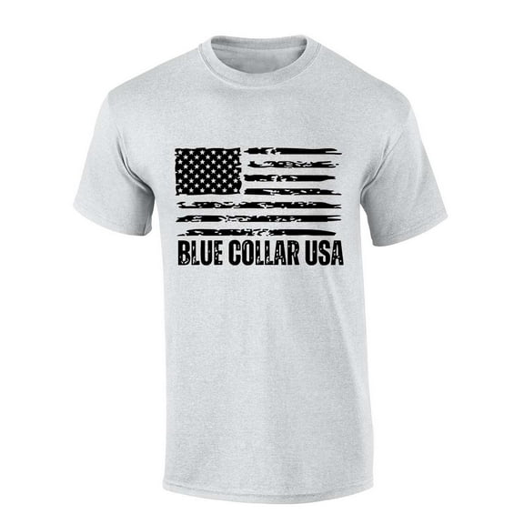 Mens Country Music Tshirt North Of Richmond Blue Collar USA Short Sleeve T-shirt-Ash Grey-4xl