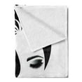 thumbnail image 2 of Hair Salon Soft Flannel Fleece Throw Blanket, Black and White Illustration of Woman with Wavy Hair and Lipstick, Cozy Plush for Indoor and Outdoor Use, 70" x 90", Vermilion Black, by Ambesonne, 2 of 5