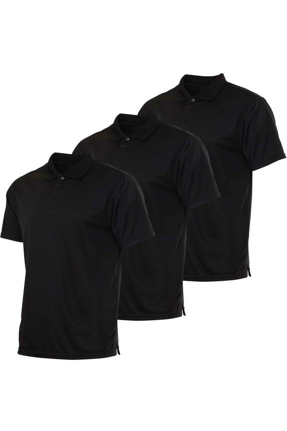 3 Pack: Men's Quick-Dry Short Sleeve Athletic Performance Polo Shirt (Available In Big & Tall)