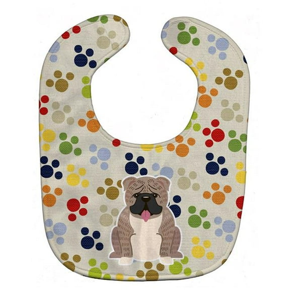 Carolines Treasures BB5955BIB Pawprints English Bulldog Grey Brindle Baby Bib