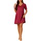 thumbnail image 1 of INSPIRAR CHIC Camisones de Satén para Mujeres con Cuello en V, Manga Corta, Camisón a Rayas, Ropa de Dormir de Seda, Vestido de Pijama XS Rojo Vino, 1 of 6