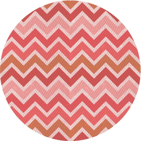 Ahgly Company Indoor Round Patterned Pastel Pink Area Rugs, 8' Round