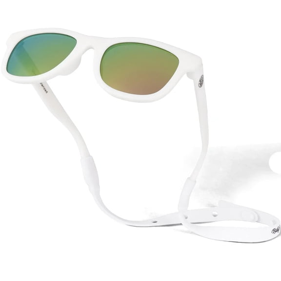 Baby Sunnies Polarized Baby Sunglasses with Strap, 0-24 Months, White