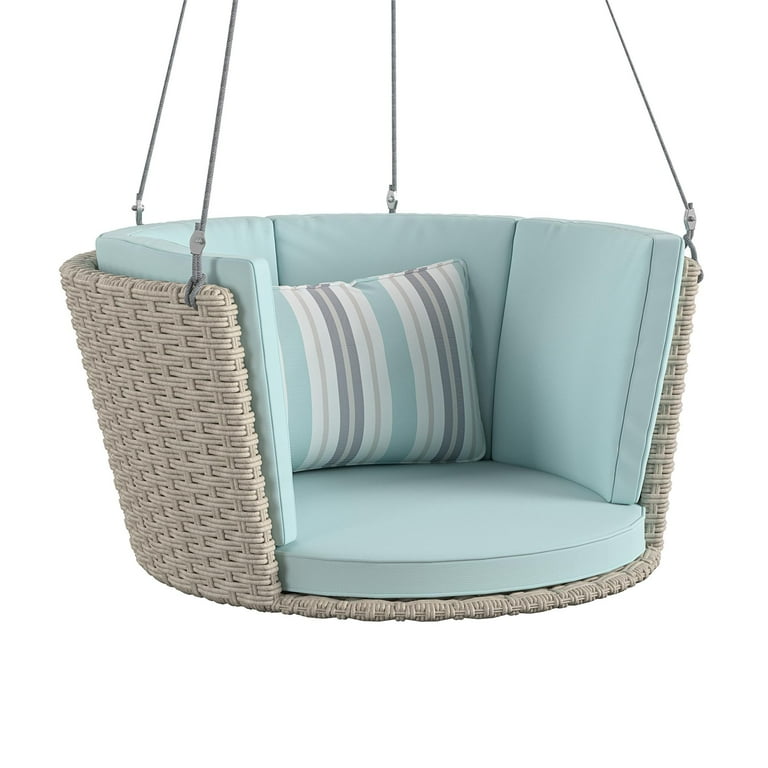 Novogratz Poolside Gossip Collection Sally Patio Hanging Swing Aqua Haze/Gray