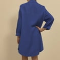 thumbnail image 3 of Womens Button Down Shirts Fall Long Sleeve V Neck Blouses Casual A-line Lapel Dress Top Solid Color Front Button Long Shirts with Pockets Blue XL, 3 of 8
