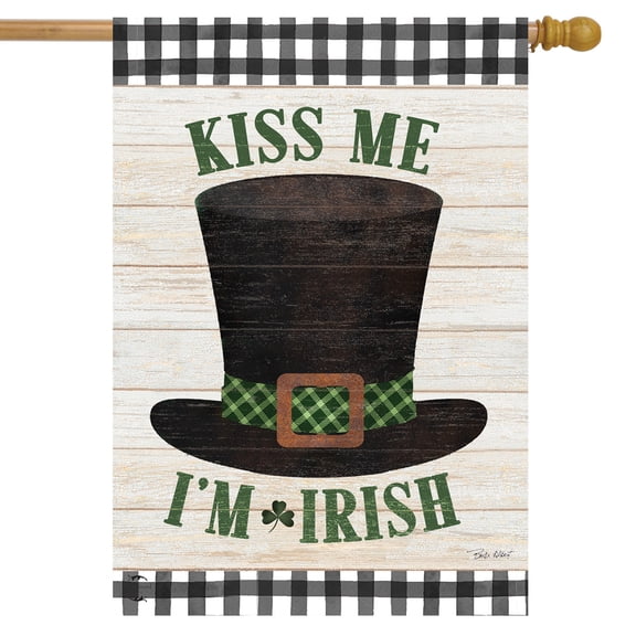 Briarwood Lane Kiss Me I'm Irish Hat St. Patrick's Day House Flag