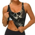 thumbnail image 3 of Fotbe Gold Pattern Skull Pattern Womens' Sports Bra Longline Wirefree Padded with Medium Support Sports Moisture-Wicking Workou Vest,Tank Top-Large, 3 of 8