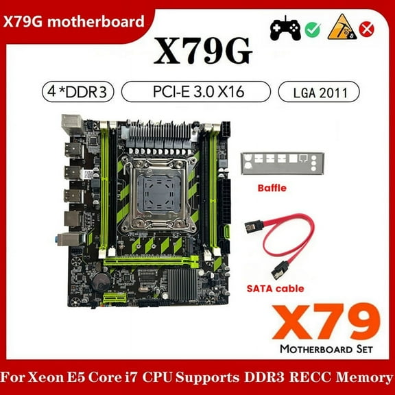 X79G Motherboard  Cable Bezel LGA2011 4XDDR3 RECC Slot M.2 NVME PCI-E X16 6XUSB2.0 SATA3.0 Server Game Motherboard