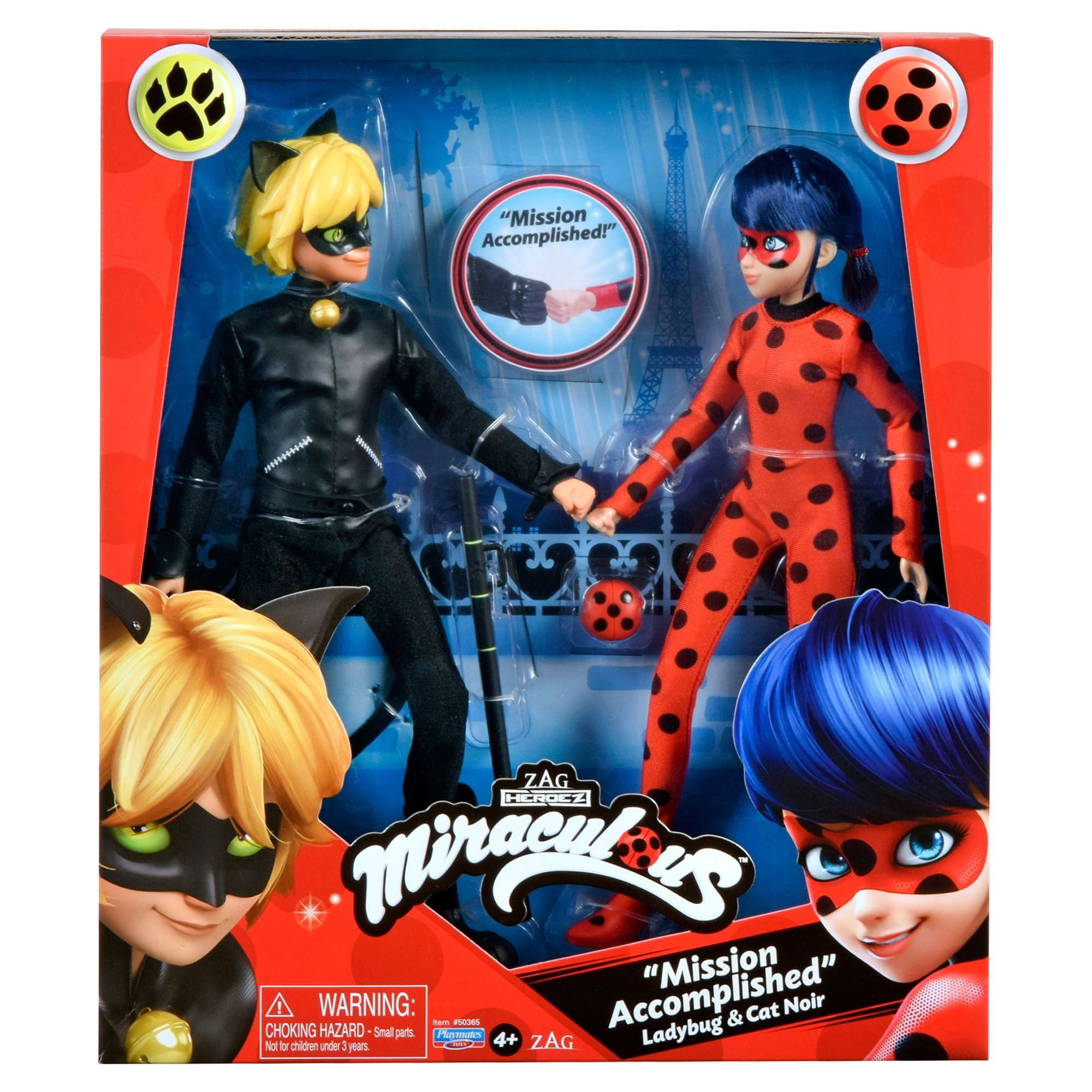 Miraculous Ladybug Mission Accomplished Ladybug & Cat Noir 2-Pack Dolls by  Playmates Toys